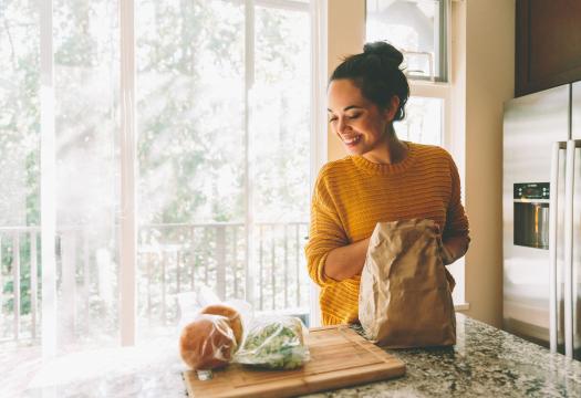 Groceries on clean countertop
