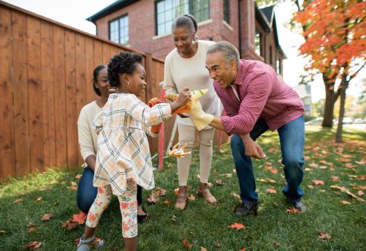 African American family enjoying fall weather